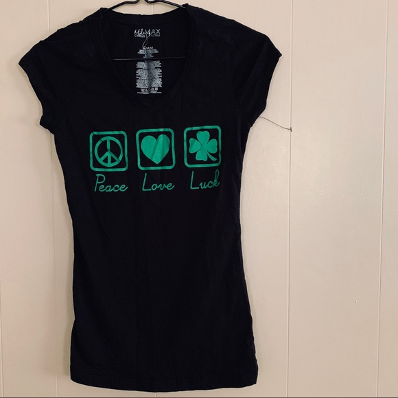 Vintage Miley Cyrus & Max Azria | Peace Love Luck Tee 🍀 - Picture 2 of 5